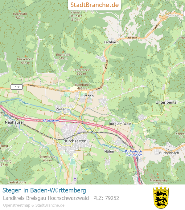Stegen Stadtplan Landkreis Breisgau-Hochschwarzwald Baden-Württemberg