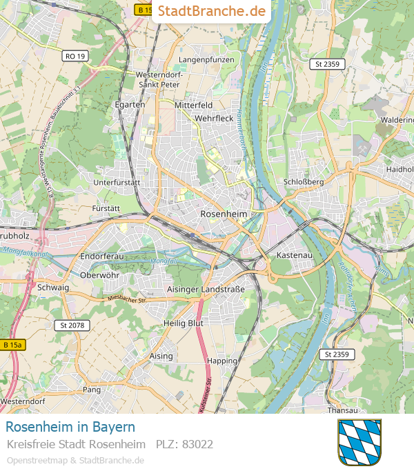 Rosenheim Stadtplan Kreisfreie Stadt Rosenheim Bayern