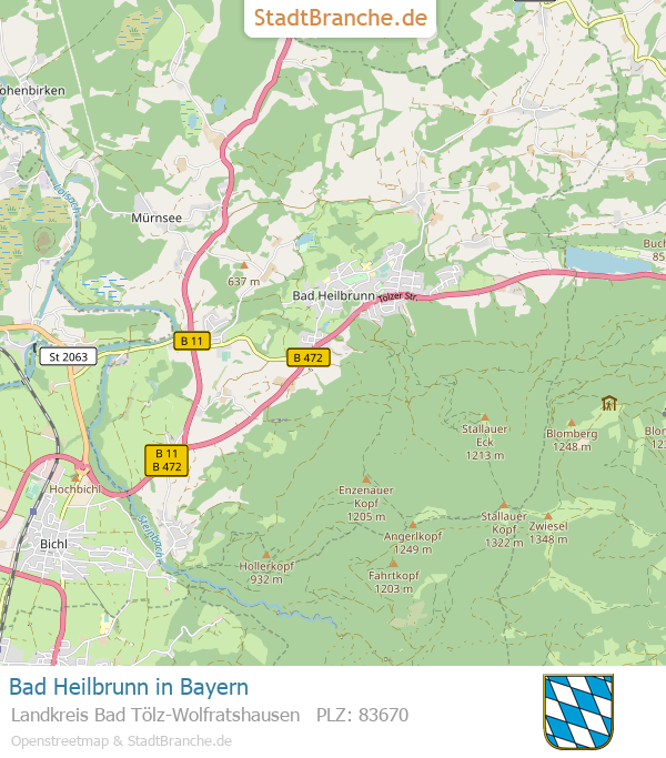 Bad Heilbrunn Stadtplan Landkreis Bad Tölz-Wolfratshausen Bayern