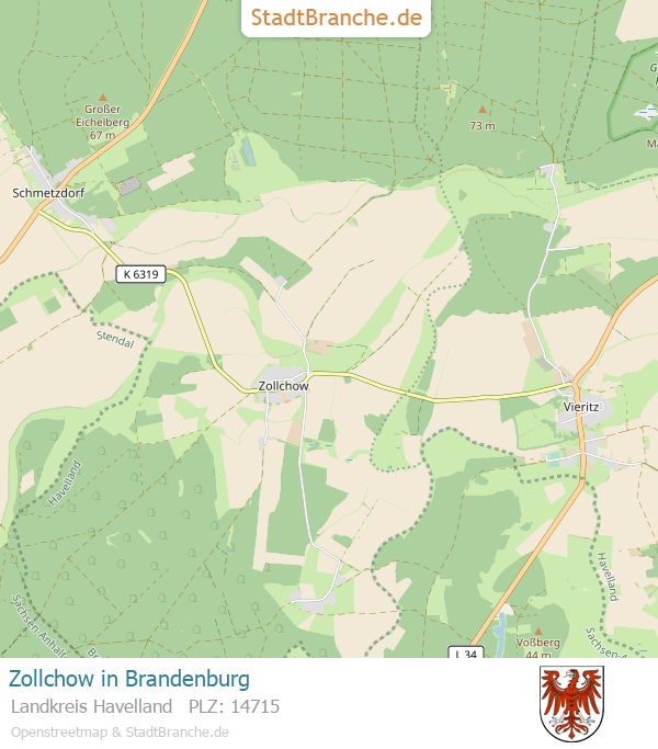 Zollchow Stadtplan Landkreis Havelland Brandenburg