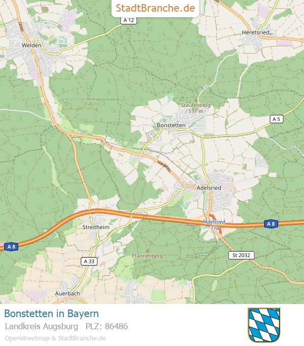 Bonstetten Stadtplan Landkreis Augsburg Bayern