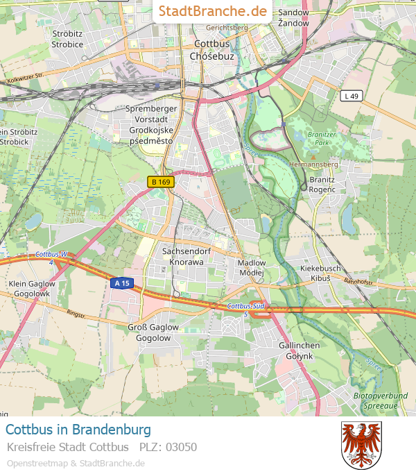 Cottbus Stadtplan Kreisfreie Stadt Cottbus Brandenburg