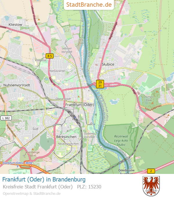 Frankfurt (Oder) Stadtplan Kreisfreie Stadt Frankfurt (Oder) Brandenburg