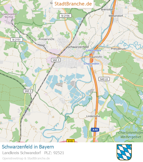 Schwarzenfeld Stadtplan Landkreis Schwandorf Bayern