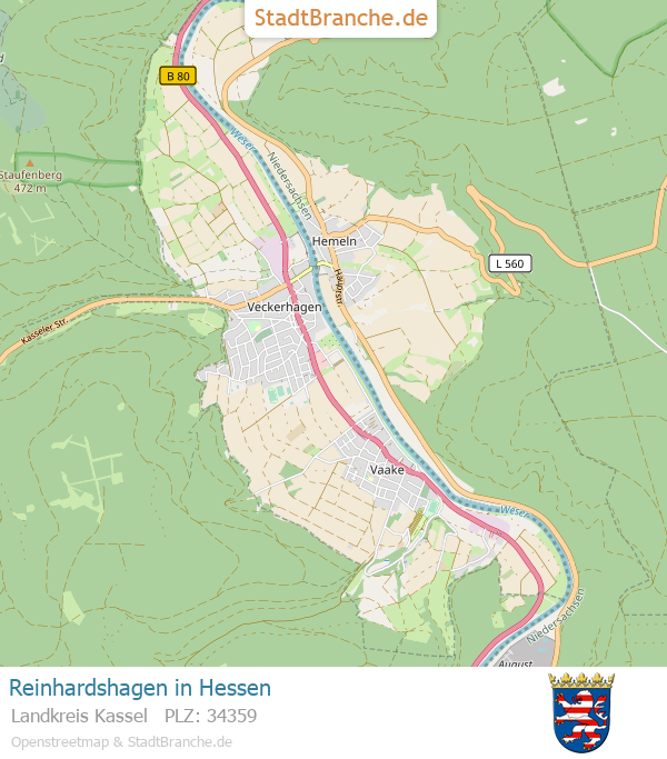 Reinhardshagen Stadtplan Landkreis Kassel Hessen