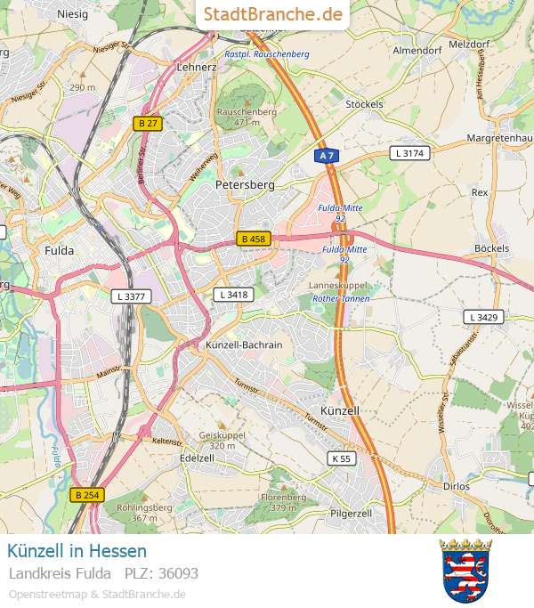 Künzell Stadtplan Landkreis Fulda Hessen