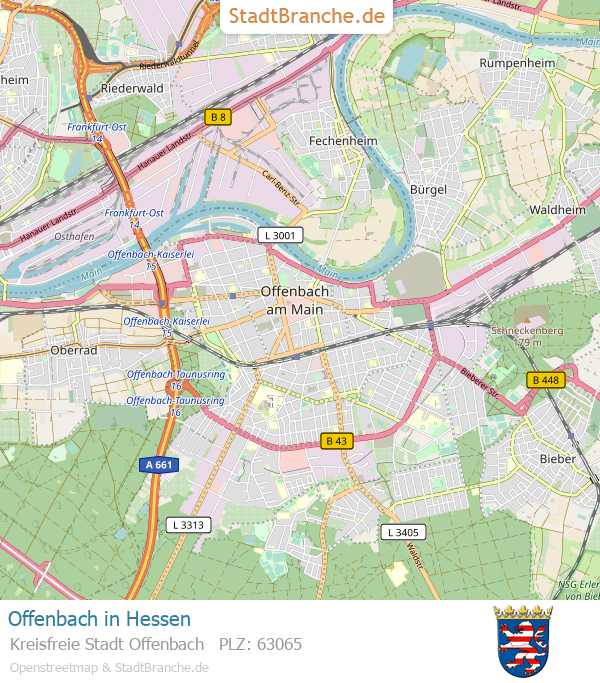 Offenbach Stadtplan Kreisfreie Stadt Offenbach Hessen