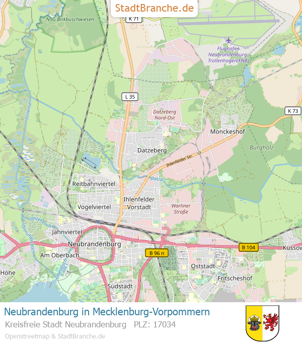 Neubrandenburg Stadtplan Kreisfreie Stadt Neubrandenburg Mecklenburg-Vorpommern