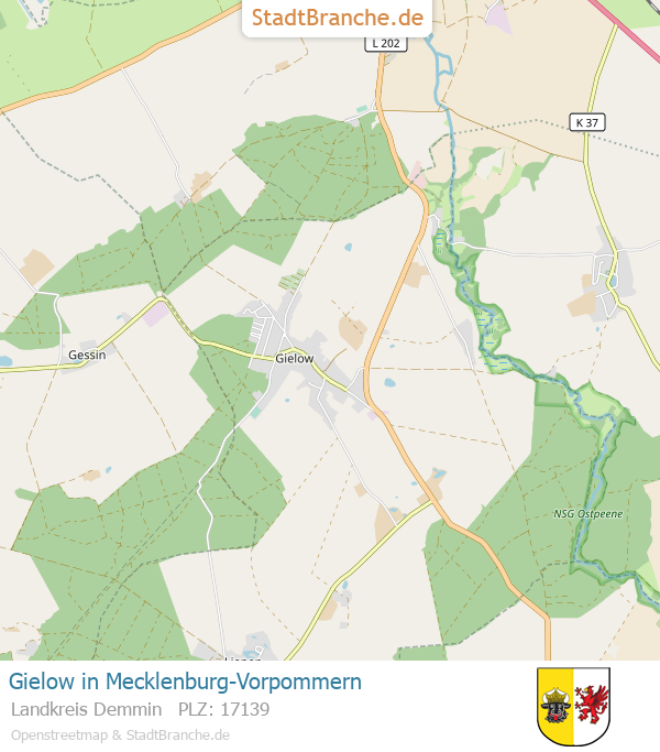 Gielow Stadtplan Landkreis Demmin Mecklenburg-Vorpommern