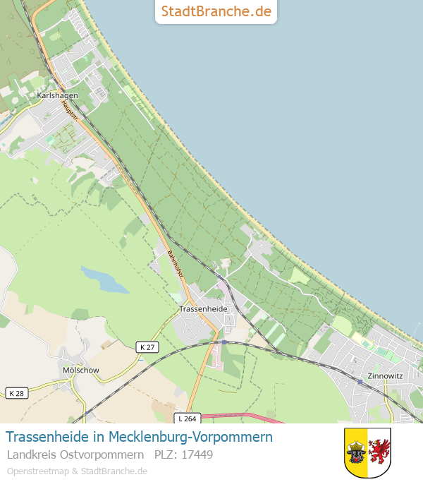 Trassenheide Stadtplan Landkreis Ostvorpommern Mecklenburg-Vorpommern