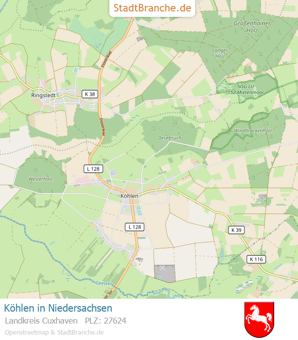 Köhlen Stadtplan Landkreis Cuxhaven Niedersachsen