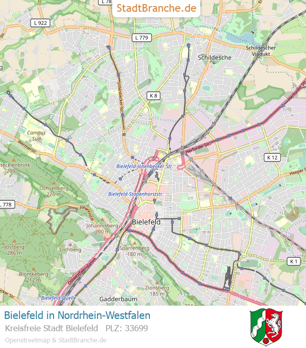 Bielefeld Stadtplan Kreisfreie Stadt Bielefeld Nordrhein-Westfalen