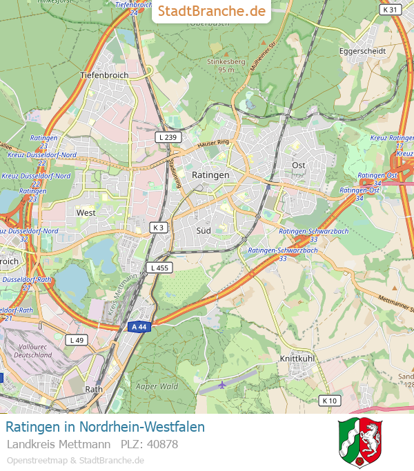 Ratingen Stadtplan Landkreis Mettmann Nordrhein-Westfalen