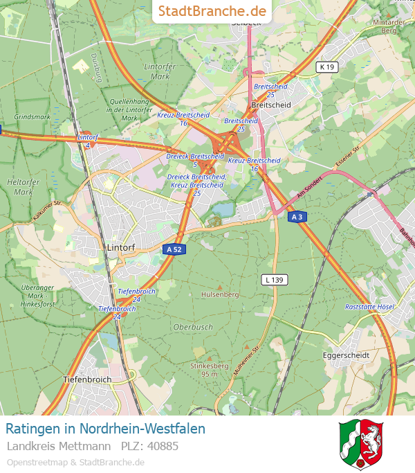 Ratingen Stadtplan Landkreis Mettmann Nordrhein-Westfalen