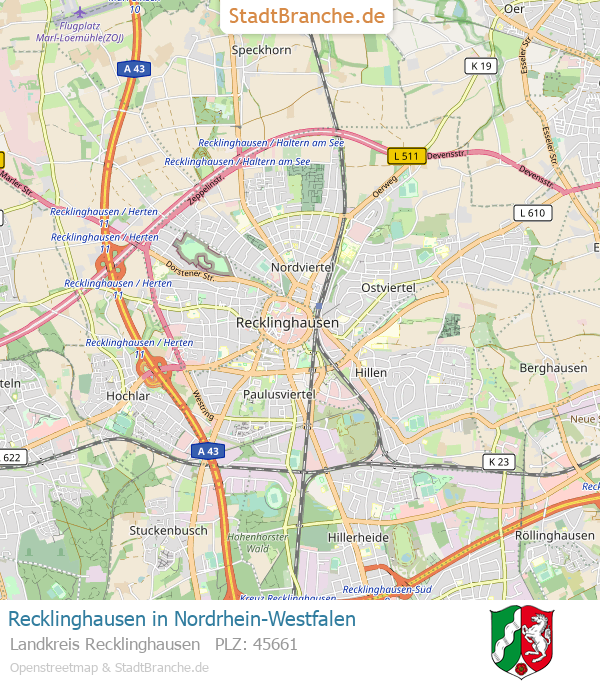 Recklinghausen Stadtplan Landkreis Recklinghausen Nordrhein-Westfalen