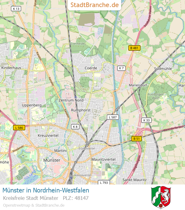 Münster Stadtplan Kreisfreie Stadt Münster Nordrhein-Westfalen