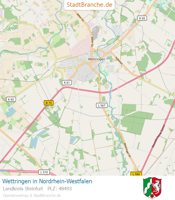 Wettringen Stadtplan Landkreis Steinfurt Nordrhein-Westfalen