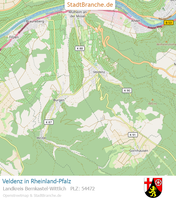 Veldenz Stadtplan Landkreis Bernkastel-Wittlich Rheinland-Pfalz